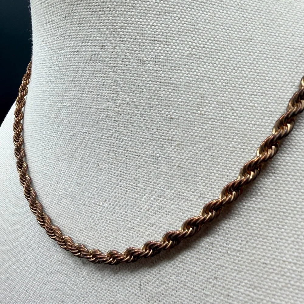 Copper Tone Rope Chain Necklace Twisted Statement Layering Minimalist Jewelry